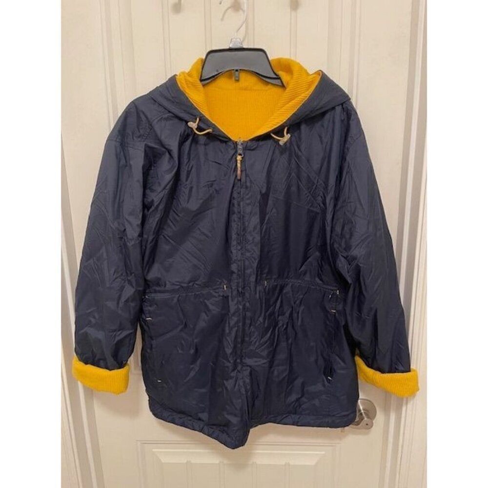 Outbrook Women's‎ Reversible Hooded Jacket women’s size 2X Yellow & Navy Zip-Up